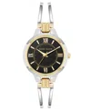 ANNE KLEIN WOMEN'S QUARTZ TWO-TONE ALLOY OPEN BANGLE WATCH, 29MM