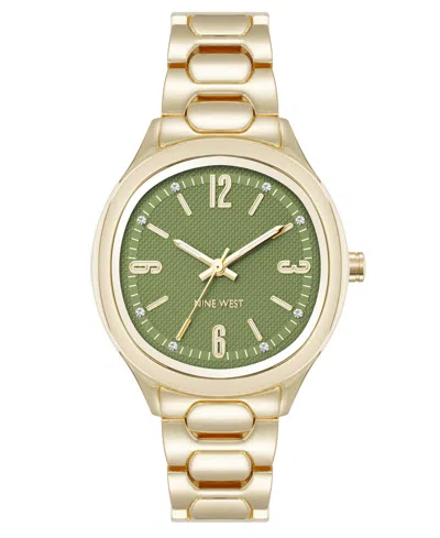 Anne Klein Women's Quartz Unique Olive And Gold-tone Metal Alloy Watch, 33mm