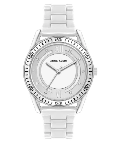 Anne Klein Women's Quartz White Ceramic Link Bracelet Watch, 42mm