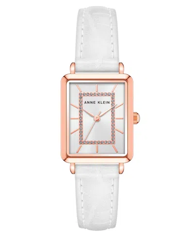 Anne Klein Women's Quartz White Leather Band Watch, 24mm