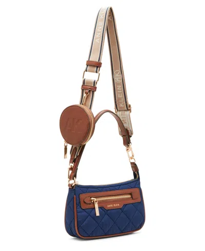 Anne Klein Women's Quilted Nylon Pochette Handbag In Blue