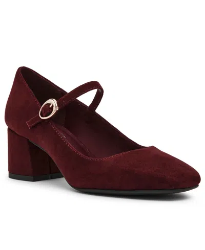 Anne Klein Women's Remie Mary Jane Block Heel Pumps In Burgundy Micro
