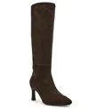Anne Klein Rene Womens Pointed Toe Tall Knee-high Boots In Chocolate Microsuede