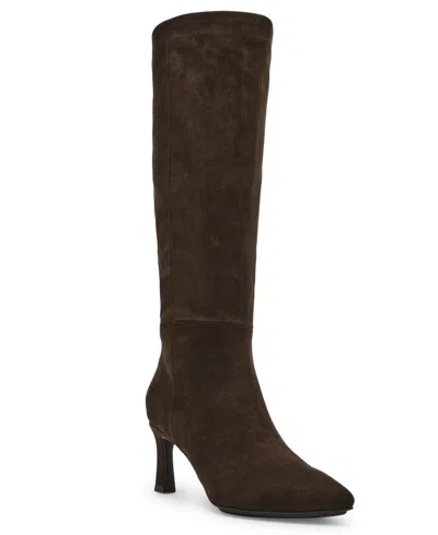 Anne Klein Rene Womens Pointed Toe Tall Knee-high Boots In Chocolate Microsuede
