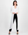 Anne Klein Women's Ribbed Open-front Draped Cardigan In Bright White
