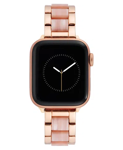 Anne Klein Women's Rose Gold-tone Alloy And Pink Acetate Bracelet Compatible With 38/40/41mm Apple Watch