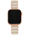 Anne Klein Women's Rose Gold-tone Alloy Metal And Cream Silicone Bracelet Designed For Apple Watch 42mm (series In Gold