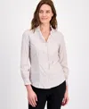 Anne Klein Ruffle Button Down Shirt In Neutral