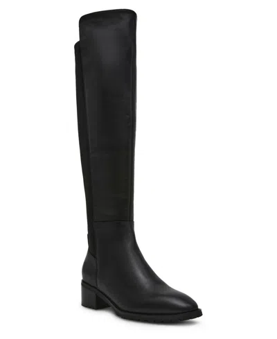 ANNE KLEIN WOMEN'S SABLE GENUINE LEATHER OVER THE KNEE HIGH BOOTS