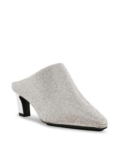 Anne Klein Women's Sabrine Kitten Heel Dress Mules In Crystal