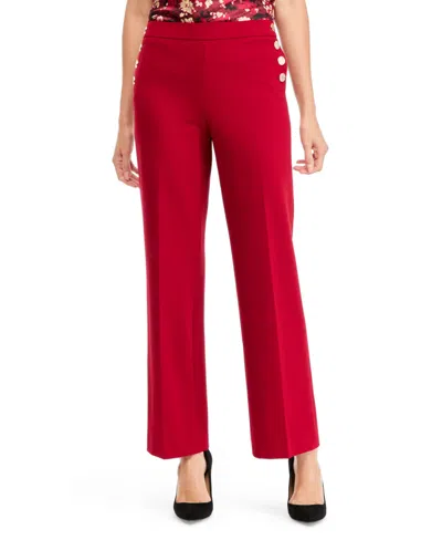 Anne Klein Women's Sailor High-waist Wide-leg Pants In Red