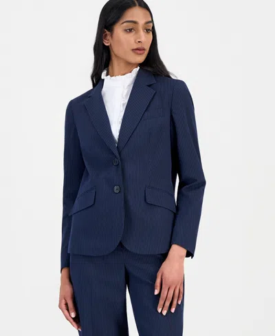 Anne Klein Women's Seersucker Stripe Blazer In Blue