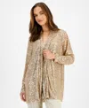 Anne Klein Sequin Draped Open Front Cardigan In Luxe Champ