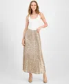 Anne Klein Pull-on Sequin Maxi Skirt In Brown