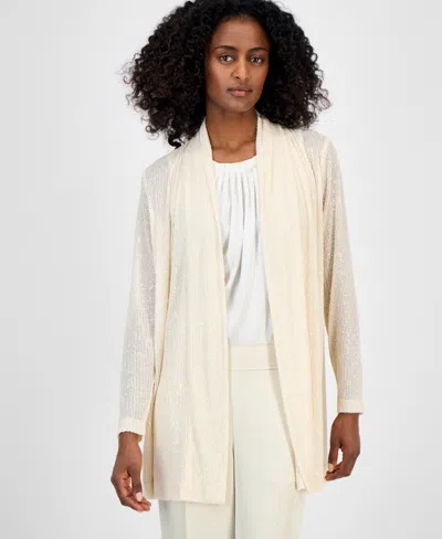 Anne Klein Women's Sequin Open-front Long-sleeve Cardigan