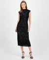 Anne Klein Women's Sequin Sleeveless Midi Sheath Dress In Black