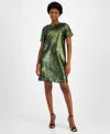 Anne Klein Womens Sequined Polyester Cocktail And Party Dress In Olive Nigh