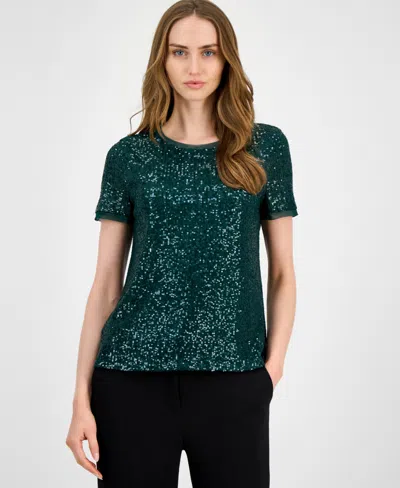 Anne Klein Women's Sequined T-shirt In Green