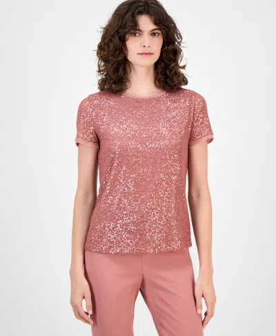 ANNE KLEIN WOMEN'S SEQUINED T-SHIRT