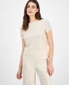 Anne Klein Sequin Mesh T-shirt In White
