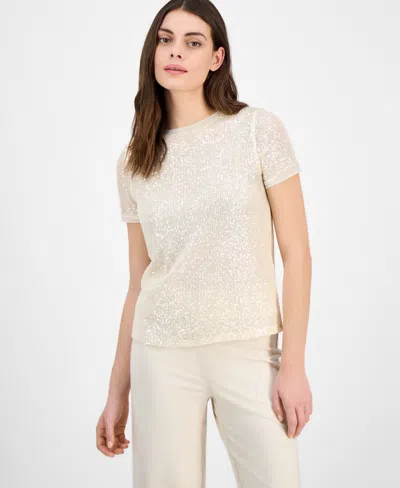 ANNE KLEIN WOMEN'S SEQUINED T-SHIRT