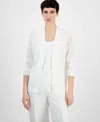 Anne Klein Women's Shadow Stripe Open-front Cardigan In Bright White