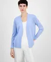 Anne Klein Women's Shadow Stripe Open-front Cardigan In Surf Blue
