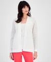 Anne Klein Petite Malibu Open-front Relaxed-fit Cardigan In Bright White