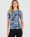Anne Klein Women's Short-sleeve Printed Mesh T-shirt In Multi