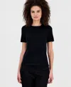 Anne Klein Women's Short-sleeve Wool Sweater In Black