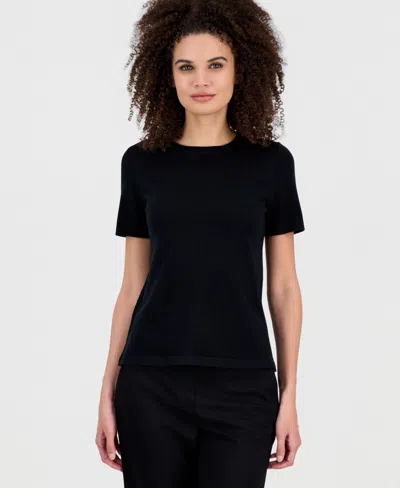Anne Klein Women's Short-sleeve Wool Sweater In Black