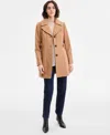 Anne Klein Women's Single-breasted Notched-collar Peacoat In Brown
