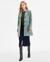 Anne Klein Women's Single-breasted Notched-collar Peacoat In Gray