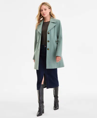 Anne Klein Women's Single-breasted Notched-collar Peacoat In Gray