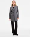Anne Klein Women's Single-breasted Notched-collar Peacoat In Gray