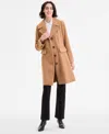Anne Klein Women's Single-breasted Notched-collar Peacoat In Brown