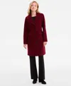 Anne Klein Women's Single-breasted Walker Coat, Exclusively At Macy's In Burgundy