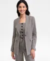 Anne Klein Women's Single-button Houndstooth-print Blazer In Brown