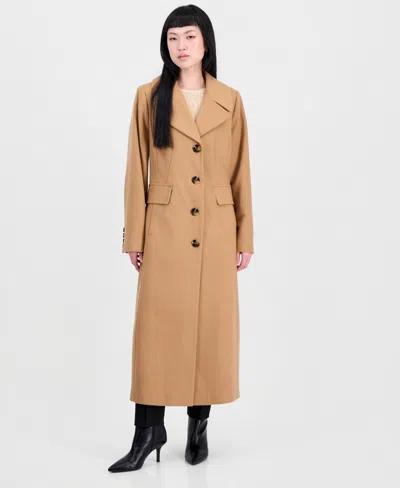 Anne Klein Women's Single-breasted Maxi Coat In Brown