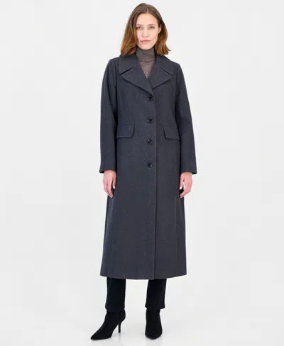 Anne Klein Women's Single-breasted Maxi Coat In Gray