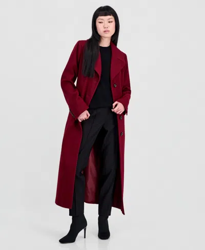 Anne Klein Women's Single-breasted Maxi Coat In Red