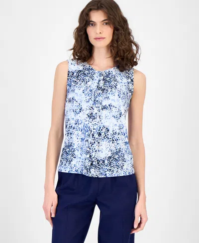 Anne Klein Women's Sleeveless Asymmetric Pleated Top In Multi