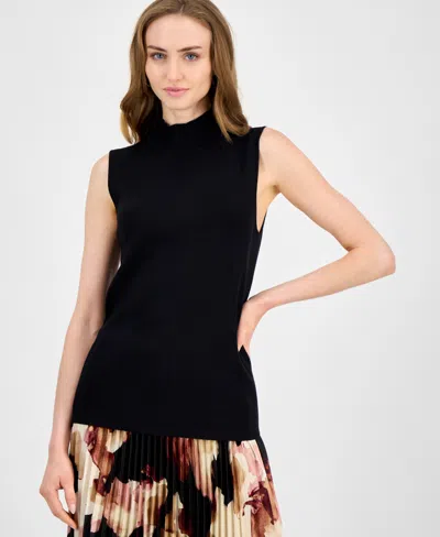 Anne Klein Women's Sleeveless Mock-neck Sweater In Black