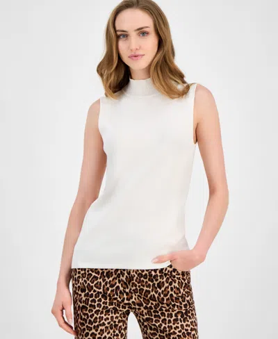 Anne Klein Women's Sleeveless Mock-neck Sweater In White