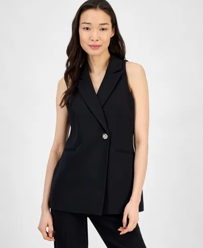 Anne Klein Women's Sleeveless Notched-collar One-button Blazer