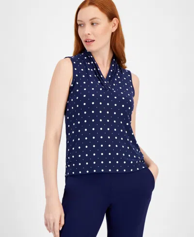 Anne Klein Women's Sleeveless Pleated V-neck Shell Top