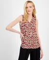 Anne Klein Women's Sleeveless Printed Blouse, Created For Macy's In Anne Black Multi
