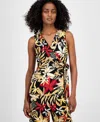 Anne Klein Women's Sleeveless Printed Wrap Blouse In Black
