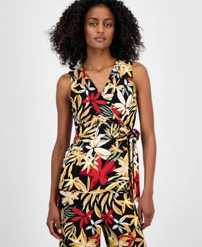 Anne Klein Women's Sleeveless Printed Wrap Blouse