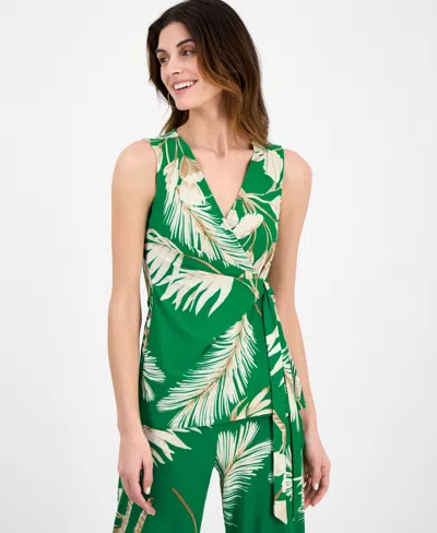 Anne Klein Women's Sleeveless Printed Wrap Blouse